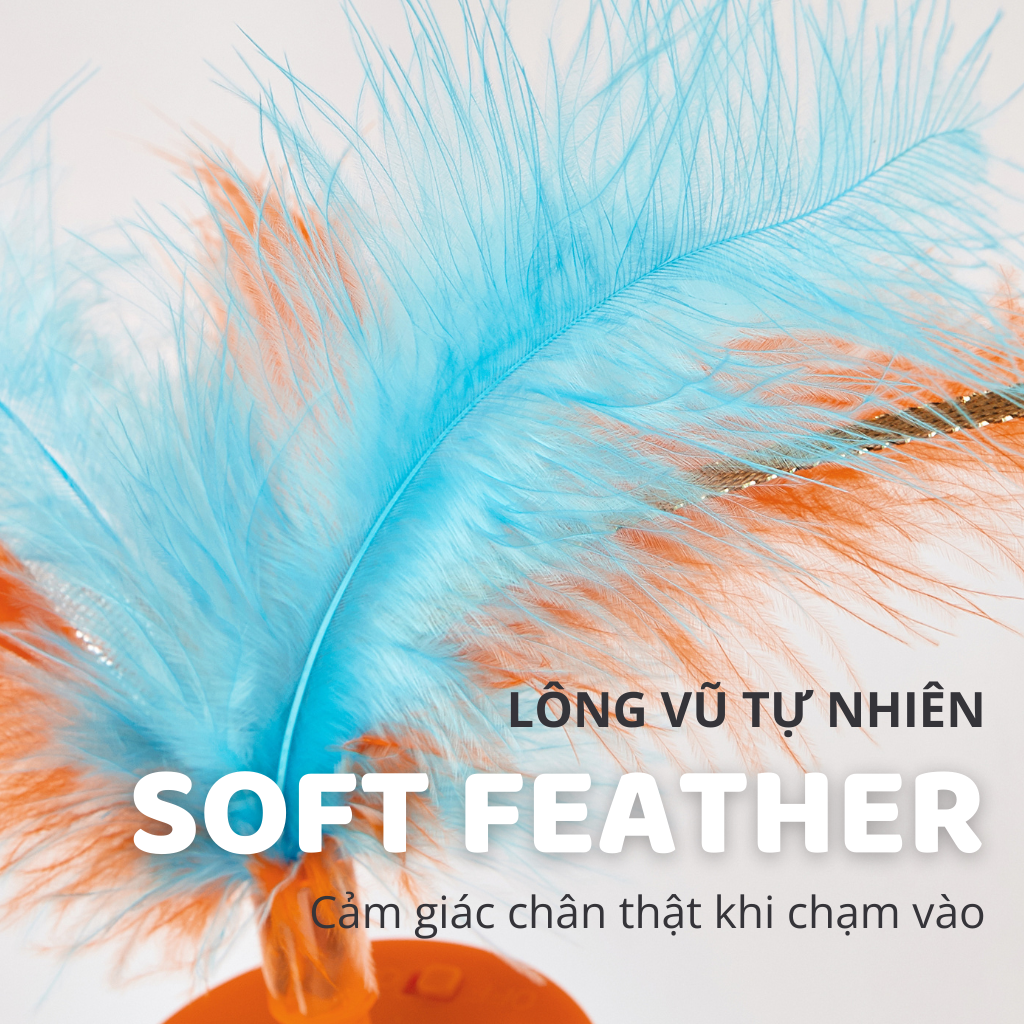FOFOS Bập Bênh Lông Vũ - Bản Dùng Pin – Đồ Chơi Lắc Lư Phát Âm Thanh Chim Cho Mèo