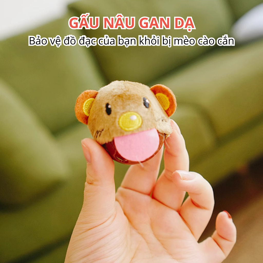 FOFOS Bóng Chuông Có Cỏ Bạc Hà Cho Mèo – Đồ Chơi Bóng Lông Xù Màu Ngẫu Nhiên Hình Con Vật