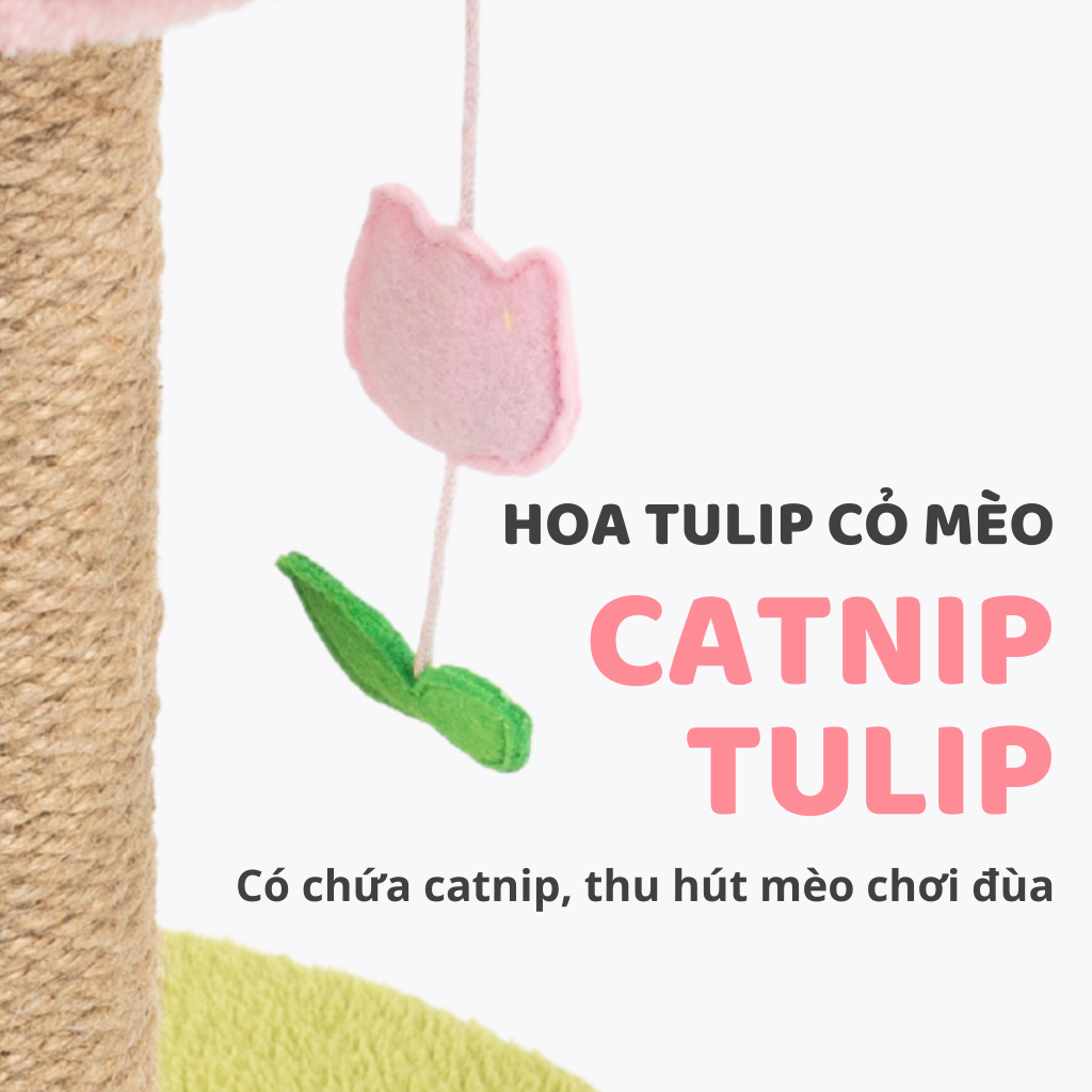 FOFOS Trụ Cào Móng Hình Bông Hoa Kèm Ổ Nằm Cho Mèo – Đồ Chơi Treo Tương Tác 45x35x35cm