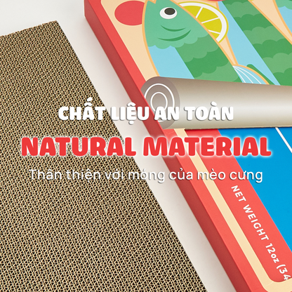 FOFOS Hộp Cào Móng Cho Mèo Hình Hộp Cá Mòi - Đồ Chơi Mèo Đa Năng, Thân Thiện Môi Trường