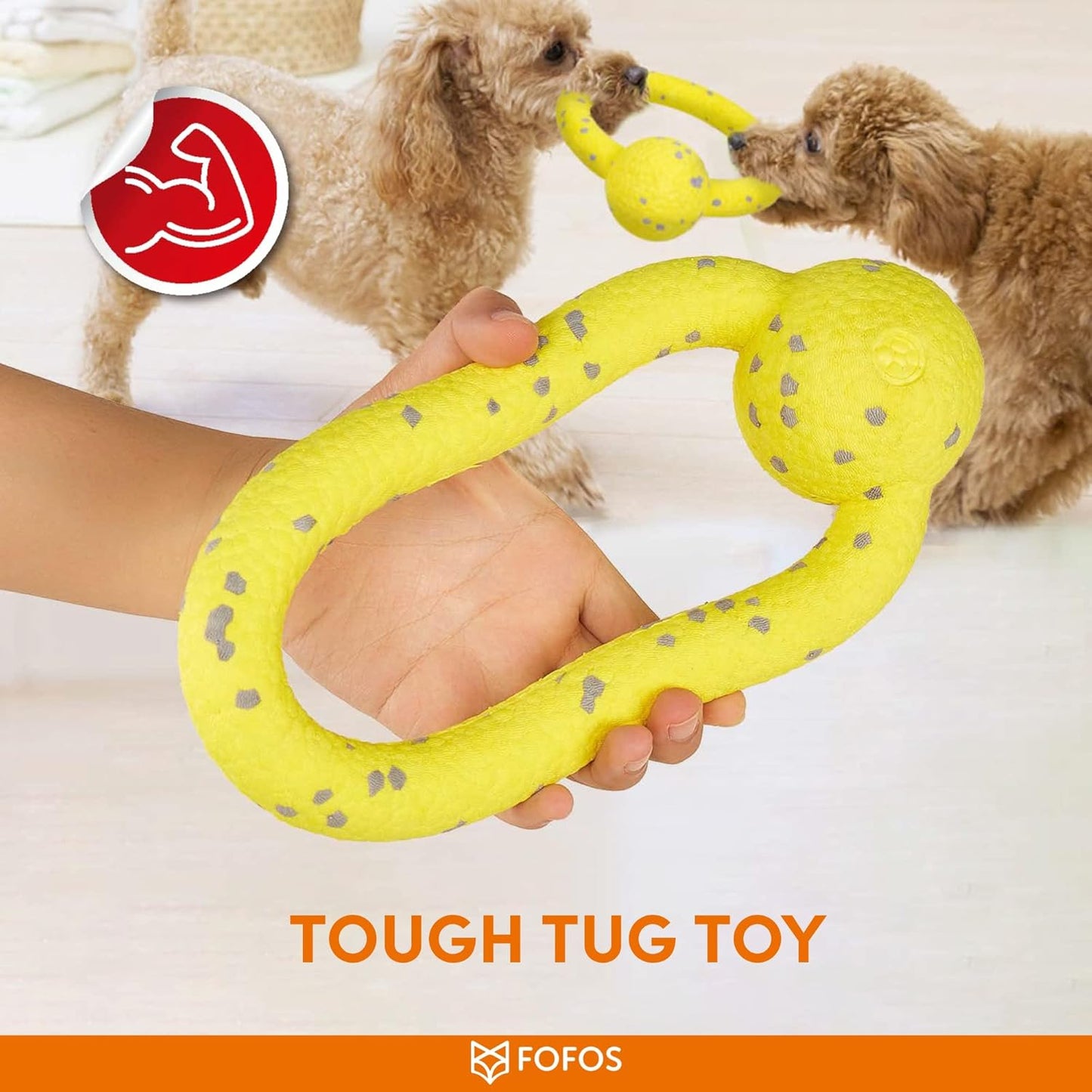 FOFOS Đồ Chơi Vòng Kéo Co Siêu Bền Chống Cắn Cho Chó – Nổi Trên Nước, Màu Vàng