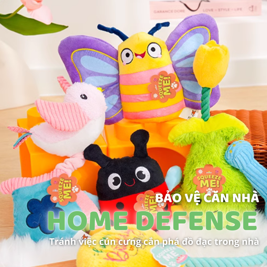 FOFOS Đồ Chơi Nhồi Bông Hình Con Bướm Có Còi Kêu Cho Chó – Bộ Sưu Tập Garden