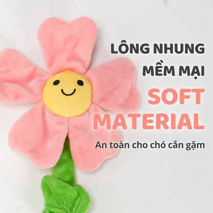 FOFOS Đồ Chơi Dây Bện Hình Hoa Có Giấy Kêu Sột Soạt Cho Chó – Màu Hồng, Không Còi Kêu