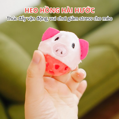 FOFOS Bóng Chuông Có Cỏ Bạc Hà Cho Mèo – Đồ Chơi Bóng Lông Xù Màu Ngẫu Nhiên Hình Con Vật