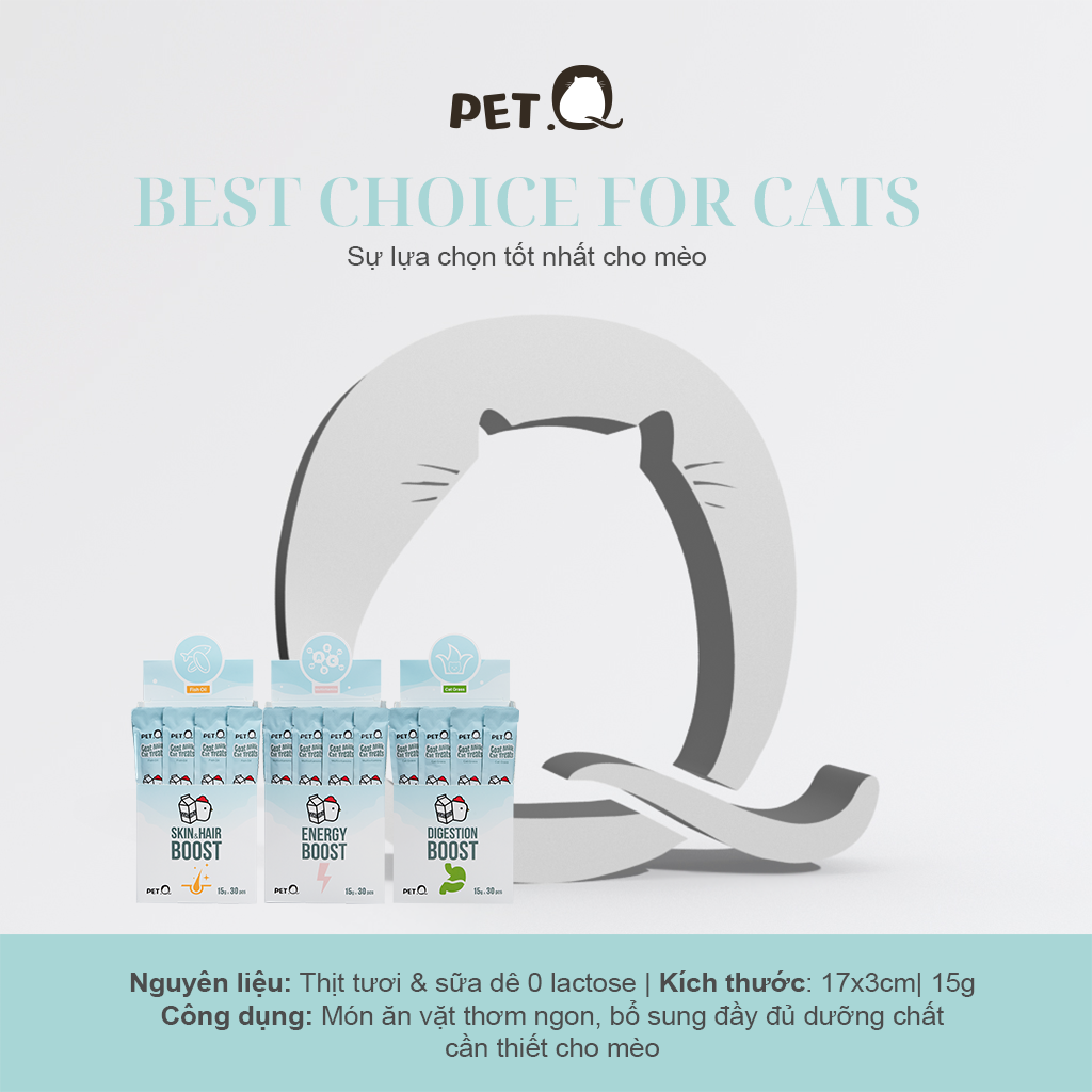 PetQ Súp Thưởng Sữa Dê 15g Vị Cỏ Mèo Tăng Cường Tiêu Hóa