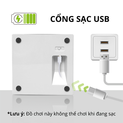 FOFOS Hộp Lông Vũ Ngẫu Nhiên Bản USB – Đồ Chơi Tương Tác Tự Động Cho Mèo 17.7x17.7x6.5cm