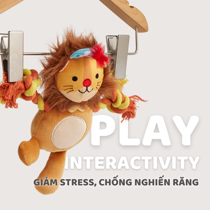 FOFOS Đồ Chơi Nhồi Bông Hình Sư Tử Có Còi Kêu Cho Chó Con – Dòng Fluffy Puppy Siêu Mềm Mại