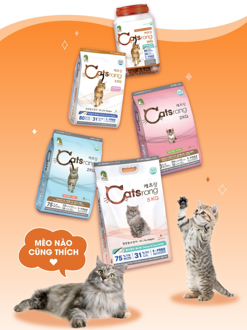 Catsrang Hộp Thức Ăn Hạt Dành Cho Mèo Ở Mọi Lứa Tuổi 2kg