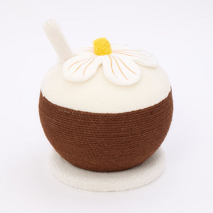 FOFOS Trụ Cào Móng Hình Trái Dừa Kèm Hoa Trang Trí Cho Mèo – Dây Sisal Tự Nhiên 28.5x25cm