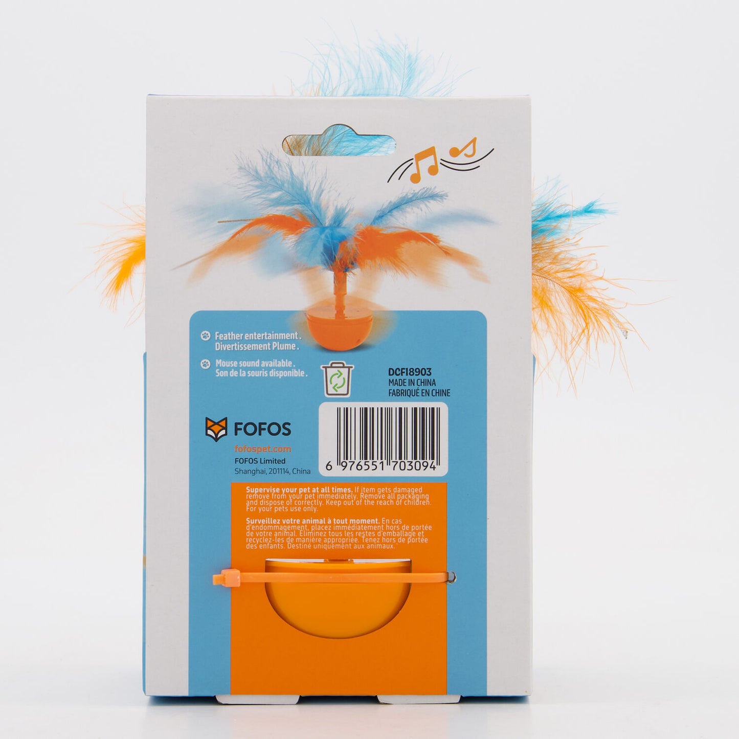 FOFOS Bập Bênh Lông Vũ - Bản Dùng Pin – Đồ Chơi Lắc Lư Phát Âm Thanh Chim Cho Mèo