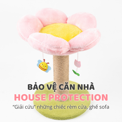 FOFOS Trụ Cào Móng Hình Bông Hoa Kèm Ổ Nằm Cho Mèo – Đồ Chơi Treo Tương Tác 45x35x35cm