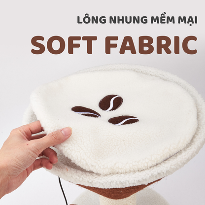 FOFOS Trụ Cào Móng Hình Ly Cà Phê Espresso Martini Cho Mèo – Kèm Bóng Lông Vũ Treo 42x35x35cm