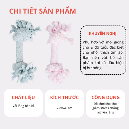 FOFOS Đồ Chơi Cắn Gặm Dây Vải Bện Terry 2 Đầu Nút Cho Chó Con 6x6x22cm