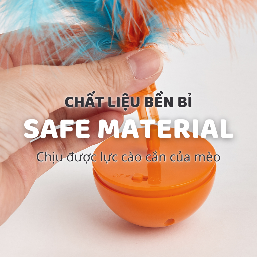 FOFOS Bập Bênh Lông Vũ - Bản Dùng Pin – Đồ Chơi Lắc Lư Phát Âm Thanh Chim Cho Mèo