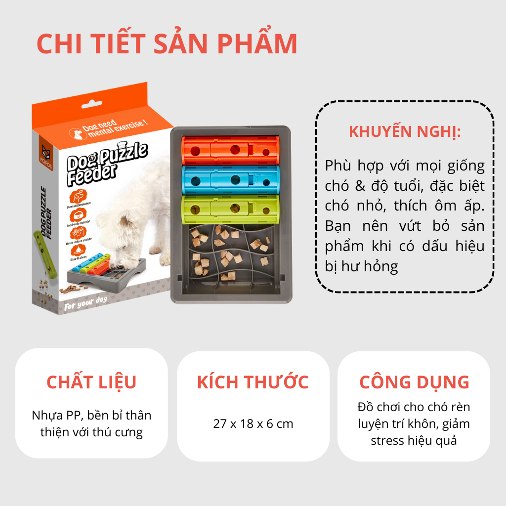 FOFOS Đồ Chơi Xếp Hình Giấu Đồ Ăn Cho Chó Mèo – Kích Thích Trí Tuệ 26.5x18.2x6cm