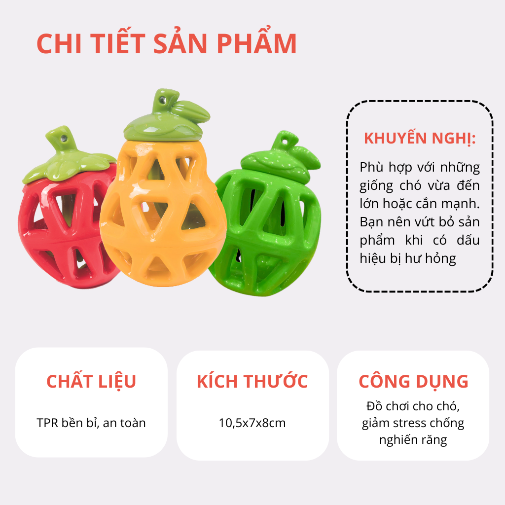 FOFOS Đồ Chơi Rớt Đồ Ăn Hình Trái Táo Xanh – Đồ Chơi Nhai Cao Su Tự Nhiên Cho Chó
