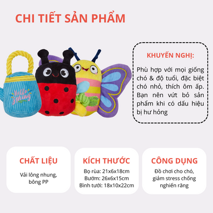 FOFOS Đồ Chơi Nhồi Bông Hình Con Bướm Có Còi Kêu Cho Chó – Bộ Sưu Tập Garden