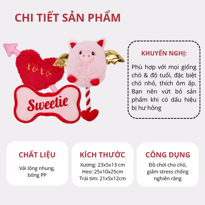 FOFOS Đồ Chơi Nhồi Bông Hình Trái Tim Mũi Tên "XOXO" Có Còi Kêu Cho Chó – Bộ Sưu Tập Valentine