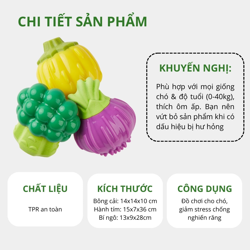 FOFOS Đồ Chơi Gặm Phát Tiếng Cười Hình Bông Cải Xanh Cho Chó – Chất Liệu TPR Kép Bền Chắc