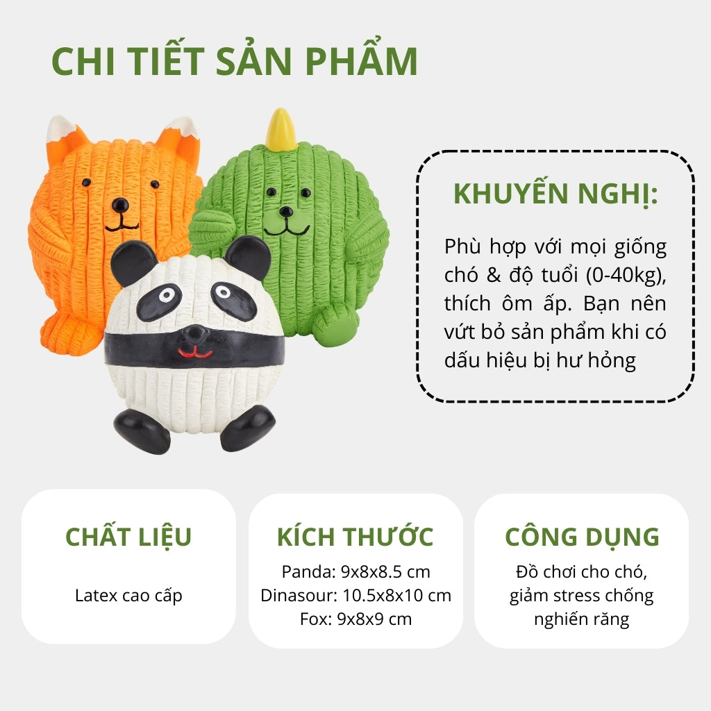 FOFOS Đồ Chơi Bóng Cao Su Latex Hình Cáo Có Còi Kêu Cho Chó – Màu Cam, 100% Latex Tự Nhiên