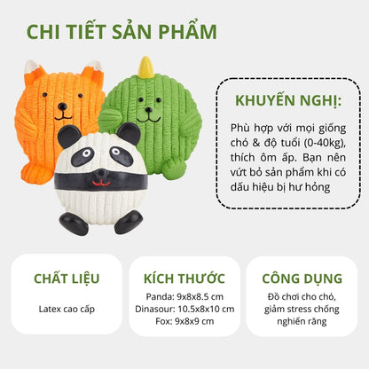 FOFOS Đồ Chơi Bóng Cao Su Latex Hình Cáo Có Còi Kêu Cho Chó – Màu Cam, 100% Latex Tự Nhiên