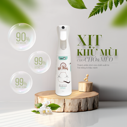 Bình xịt khử mùi diệt khuẩn hương gỗ PetQ 300ml