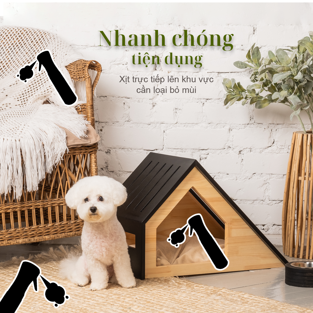 Bình xịt khử mùi diệt khuẩn hương gỗ PetQ 300ml