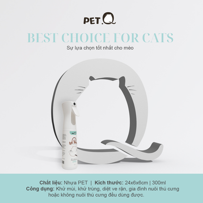 Bình xịt khử mùi diệt khuẩn hương gỗ PetQ 300ml