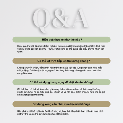 Bình xịt khử mùi diệt khuẩn hương gỗ PetQ 300ml