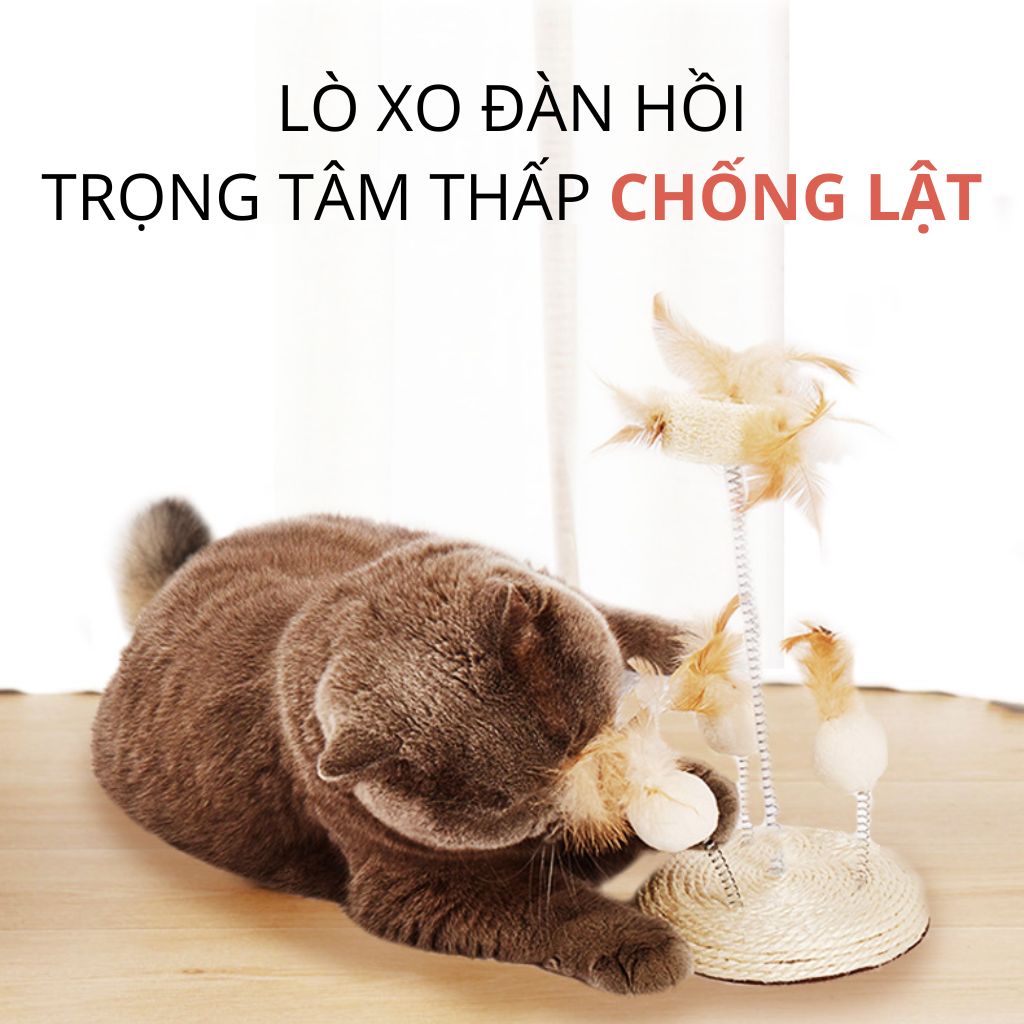 FOFOS Trụ Cào Móng Kết Hợp Lông Vũ Lắc Lư Tự Nhiên Cho Mèo
