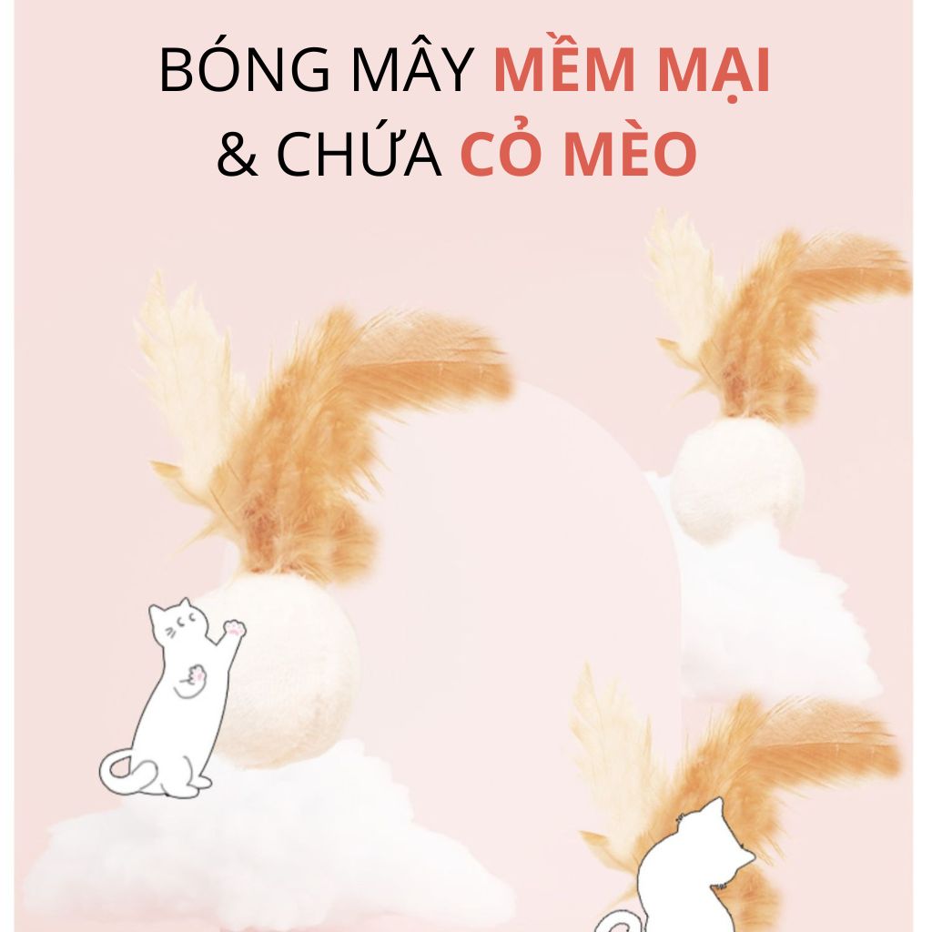 FOFOS Trụ Cào Móng Kết Hợp Lông Vũ Lắc Lư Tự Nhiên Cho Mèo