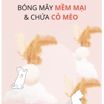 FOFOS Trụ Cào Móng Kết Hợp Lông Vũ Lắc Lư Tự Nhiên Cho Mèo