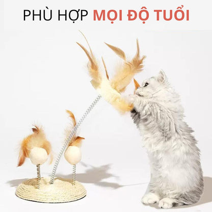FOFOS Trụ Cào Móng Kết Hợp Lông Vũ Lắc Lư Tự Nhiên Cho Mèo