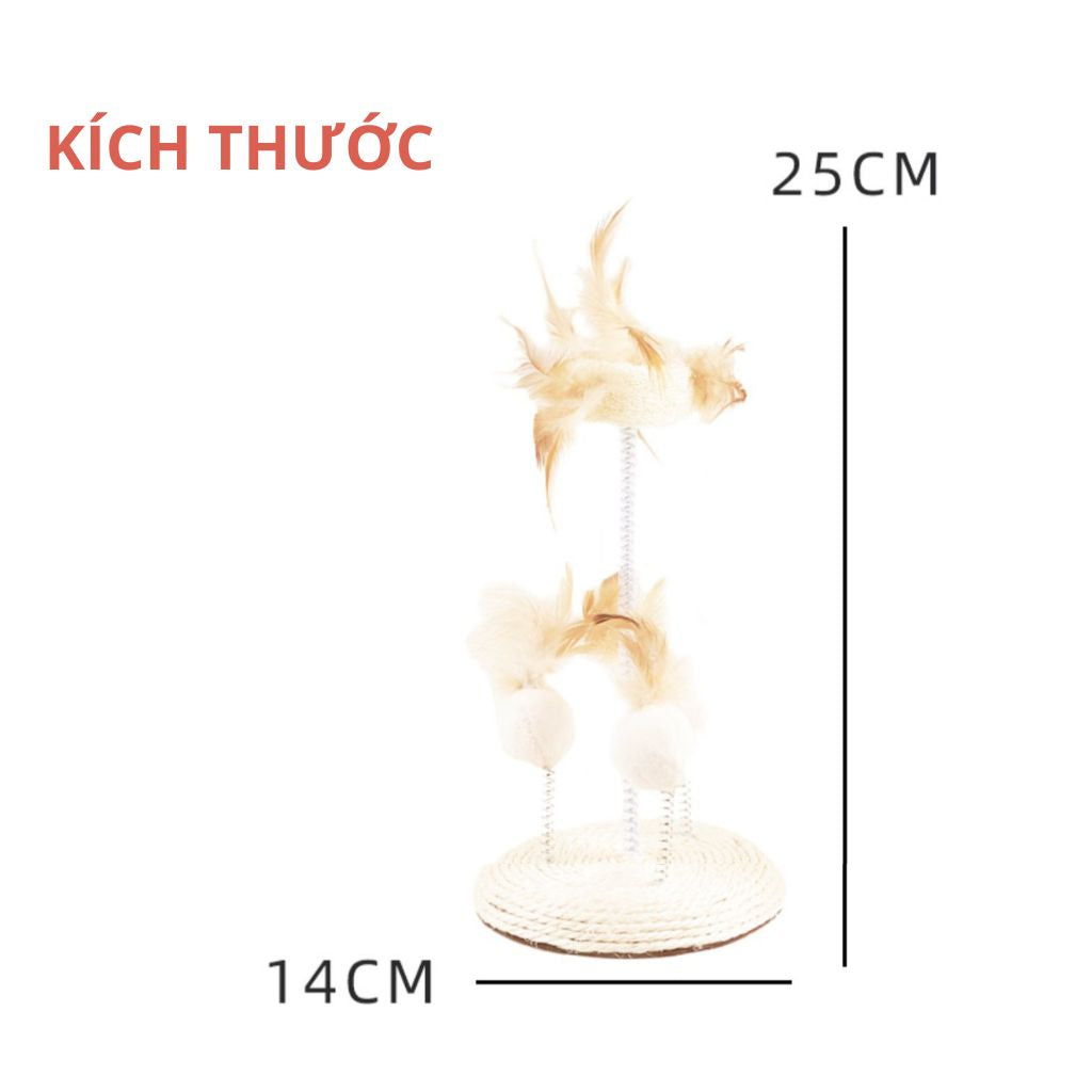 FOFOS Trụ Cào Móng Kết Hợp Lông Vũ Lắc Lư Tự Nhiên Cho Mèo