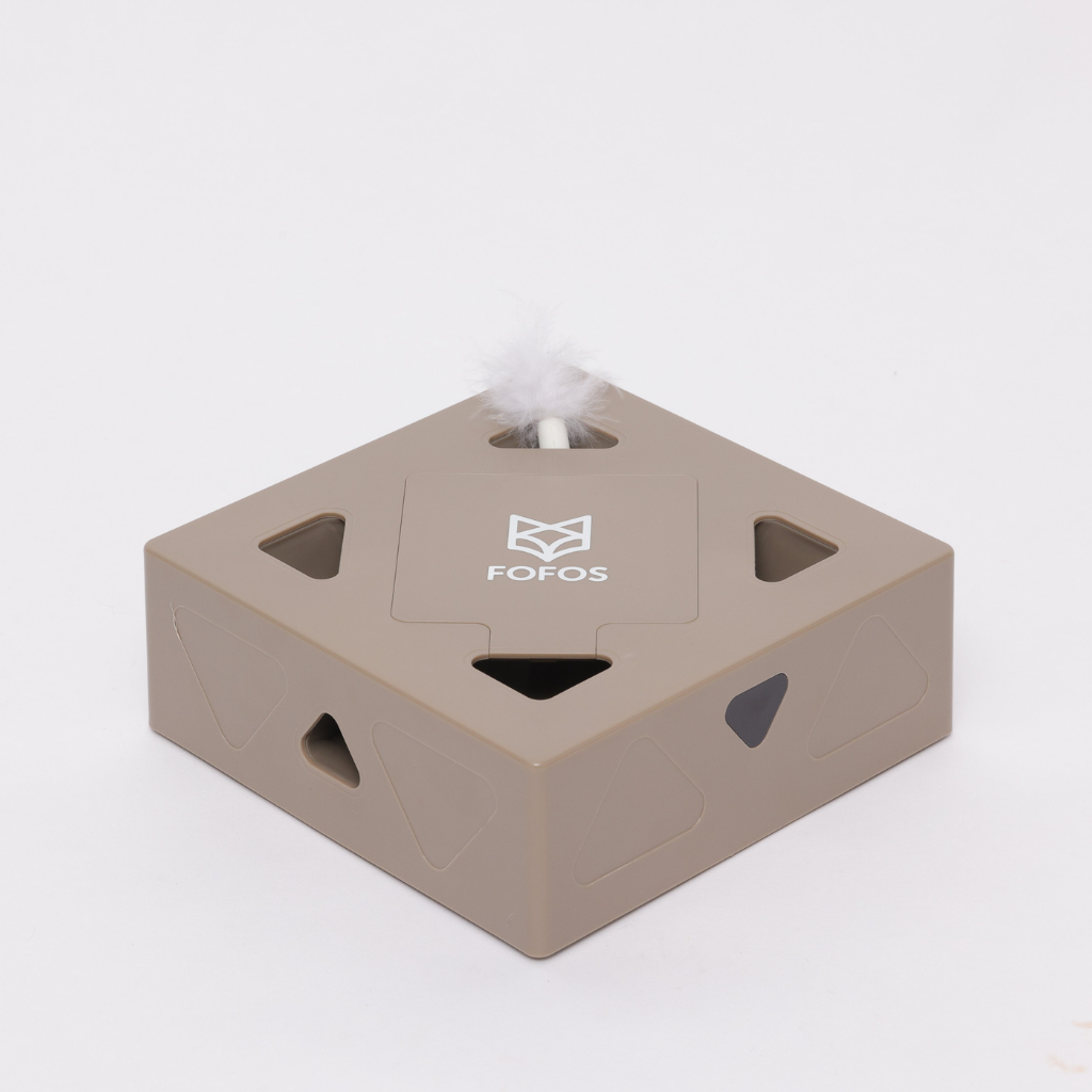 FOFOS Hộp Lông Vũ Ngẫu Nhiên Bản USB – Đồ Chơi Tương Tác Tự Động Cho Mèo 17.7x17.7x6.5cm