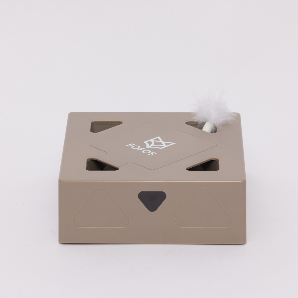 FOFOS Hộp Lông Vũ Ngẫu Nhiên Bản USB – Đồ Chơi Tương Tác Tự Động Cho Mèo 17.7x17.7x6.5cm