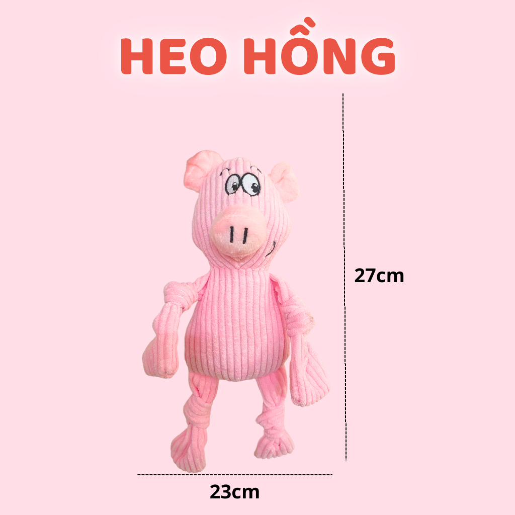 FOFOS Đồ Chơi Nhồi Bông Hình Chú Lợn Xù Lông Có Còi Kêu Cho Chó – Màu Hồng, Vải Corduroy Mềm Mại