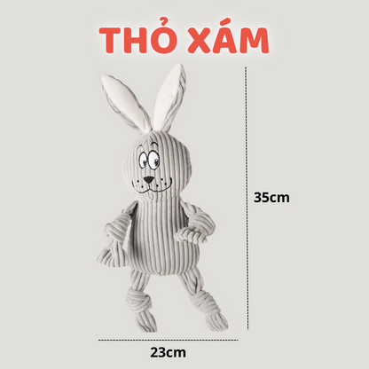 FOFOS Đồ Chơi Nhồi Bông Hình Chú Lợn Xù Lông Có Còi Kêu Cho Chó – Màu Hồng, Vải Corduroy Mềm Mại
