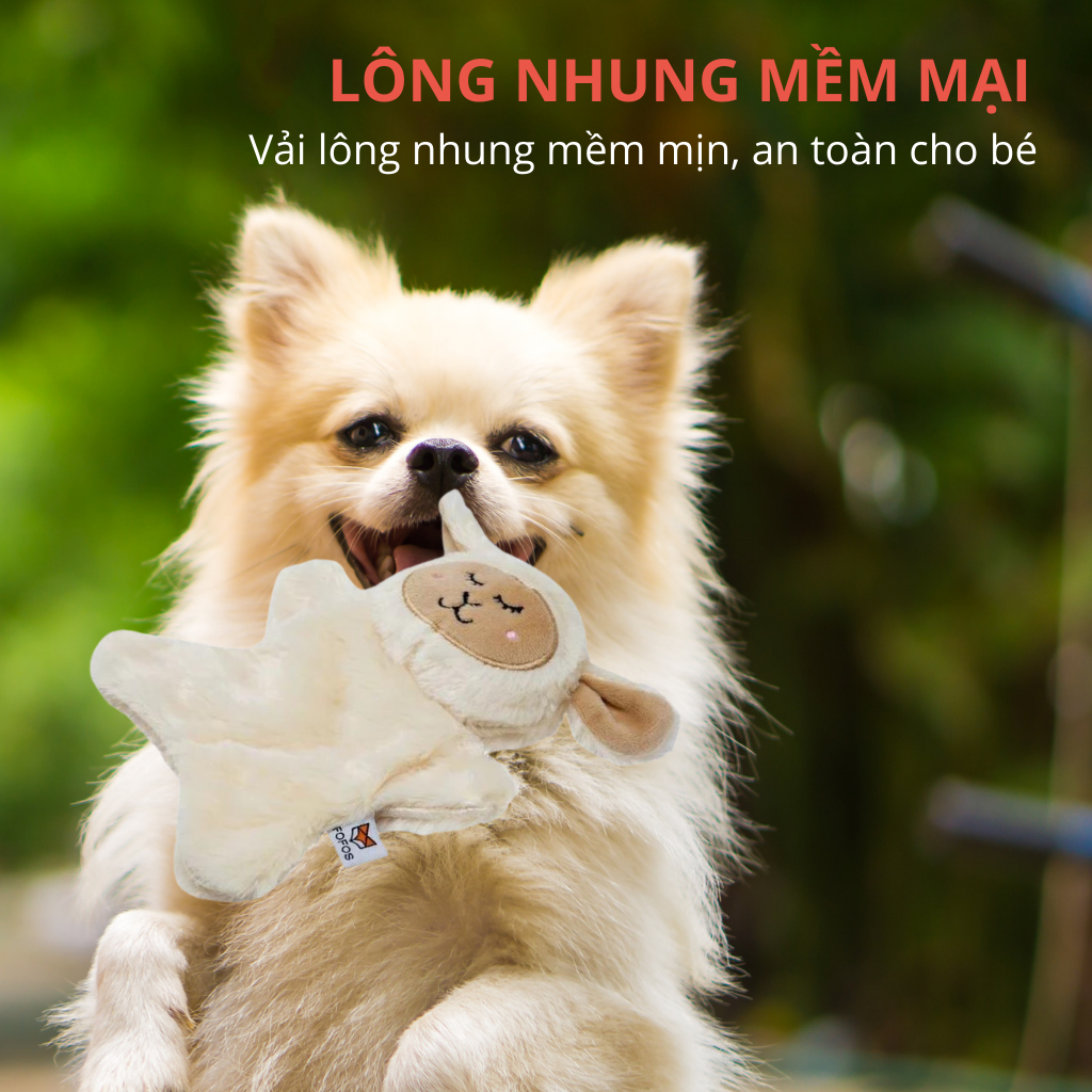 FOFOS Đồ Chơi Nhồi Bông Hình Cừu Trắng Cho Chó – Vải Mềm Có Còi Kêu 21.5x18x3.5cm