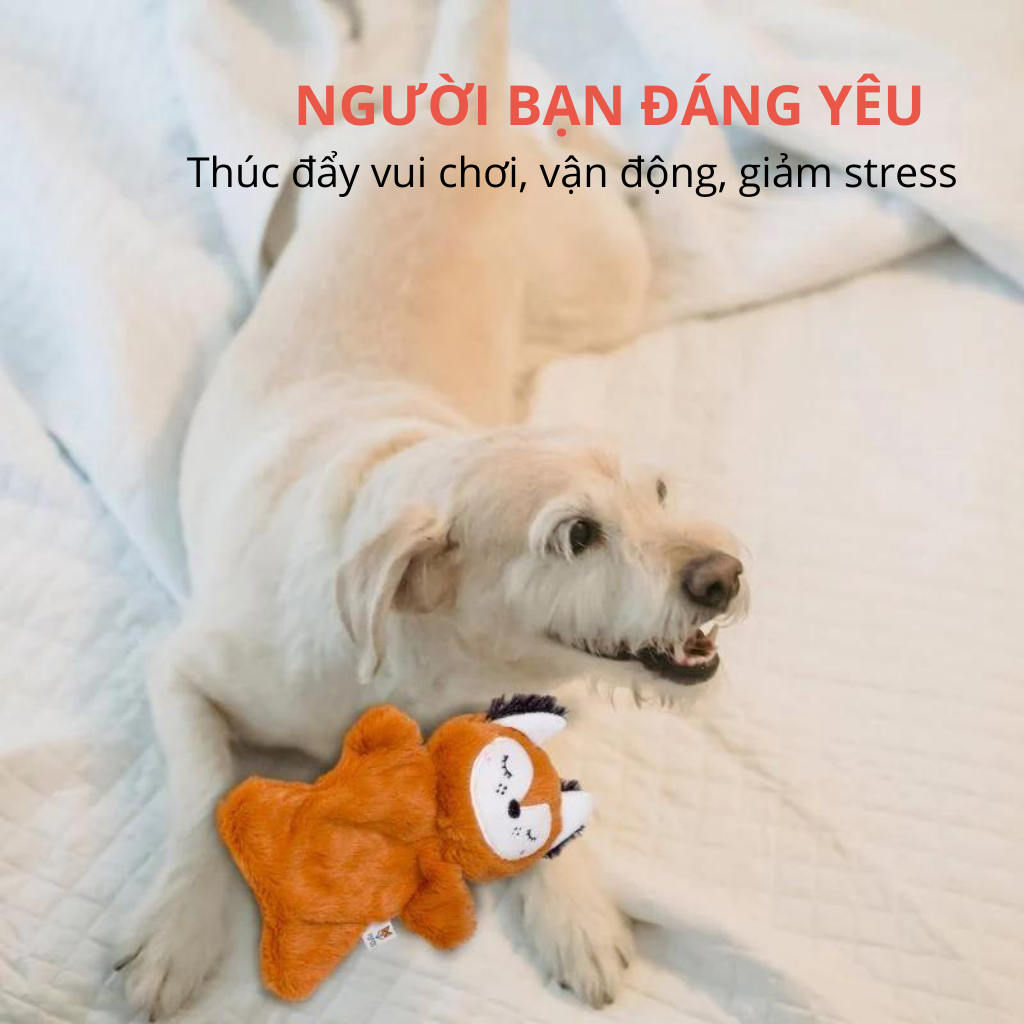 FOFOS Đồ Chơi Nhồi Bông Hình Cừu Trắng Cho Chó – Vải Mềm Có Còi Kêu 21.5x18x3.5cm