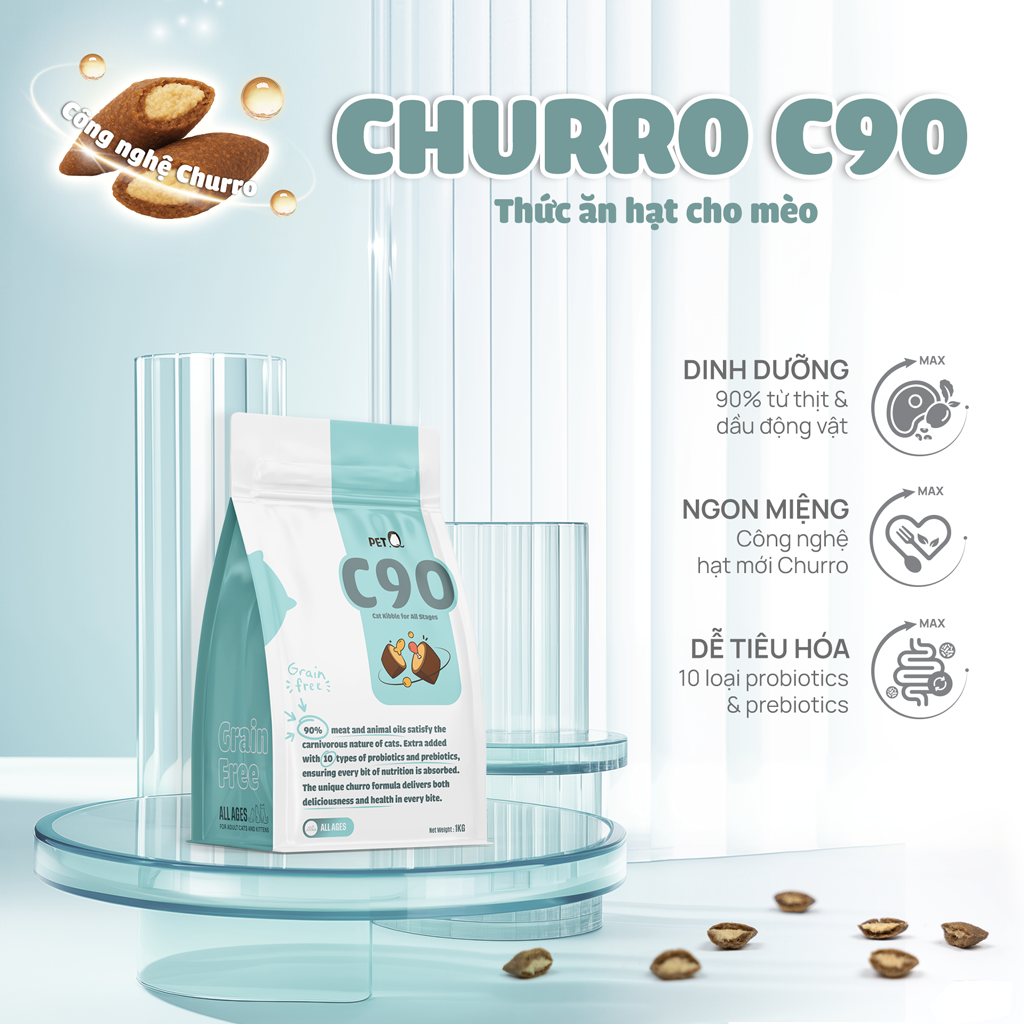 PetQ Churro C90 Thức Ăn Hạt Cho Mèo Túi Dùng Thử 50g