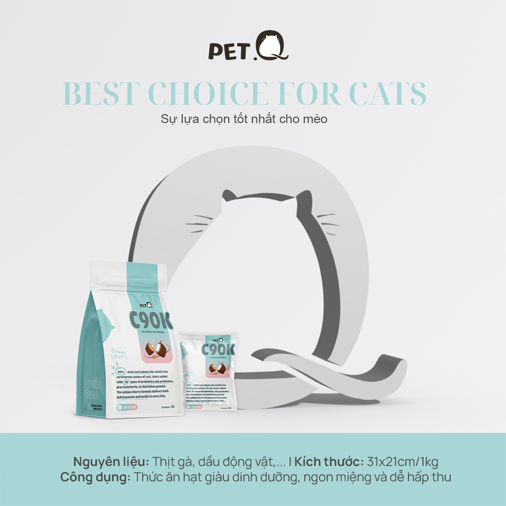 PetQ Churro C90K Thức Ăn Hạt Cho Mèo Con Gói 50g