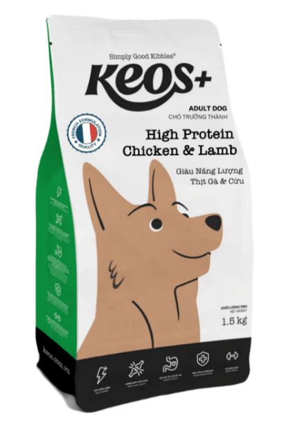 KEOS+ ADULT DOG HIGH PROTEIN VỊ GÀ & CỪU - Tiệm Spa Bốn Chân