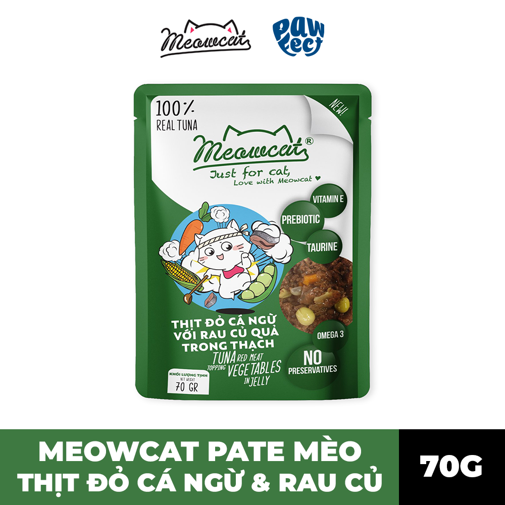 Meowcat Pate Cho Mèo 70G Vị Cá Ngừ & Rau Củ Trong Thạch