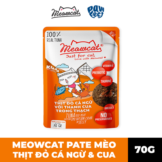 Meowcat Pate Cho Mèo 70G Vị Cá Ngừ & Thanh Cua Trong Thạch
