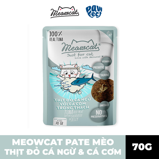 Meowcat Pate Cho Mèo 70G Vị Cá Ngừ & Cá Cơm Trong Thạch