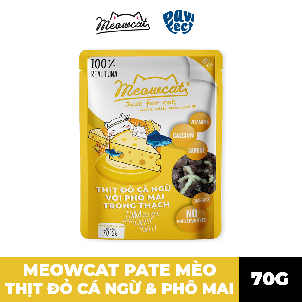 Meowcat Pate Cho Mèo 70G Vị Cá Ngừ & Phô Mai Trong Thạch