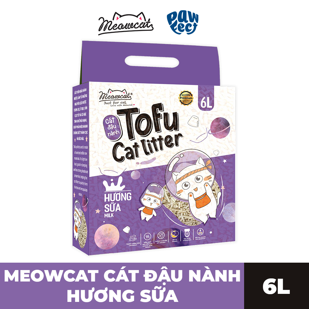 Meowcat Cát đậu nành cho mèo 6L hương sữa