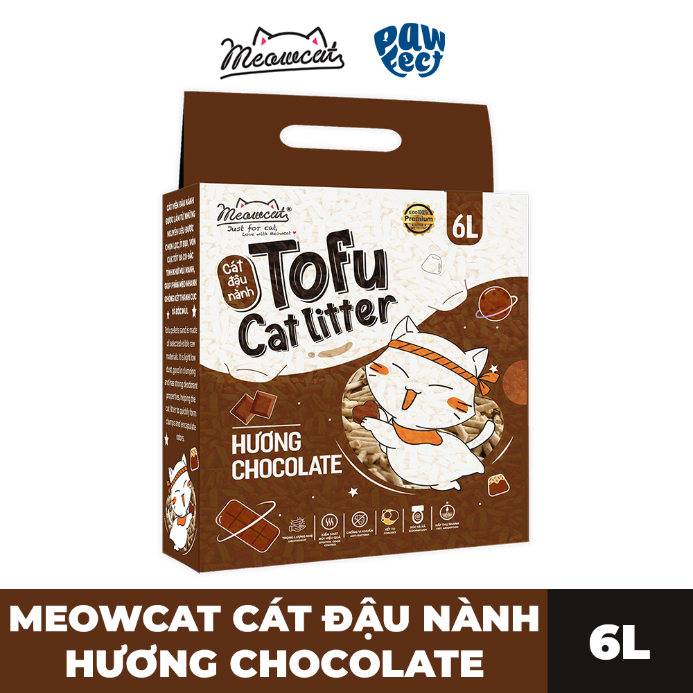 Meowcat Cát đậu nành cho mèo 6L hương chocolate
