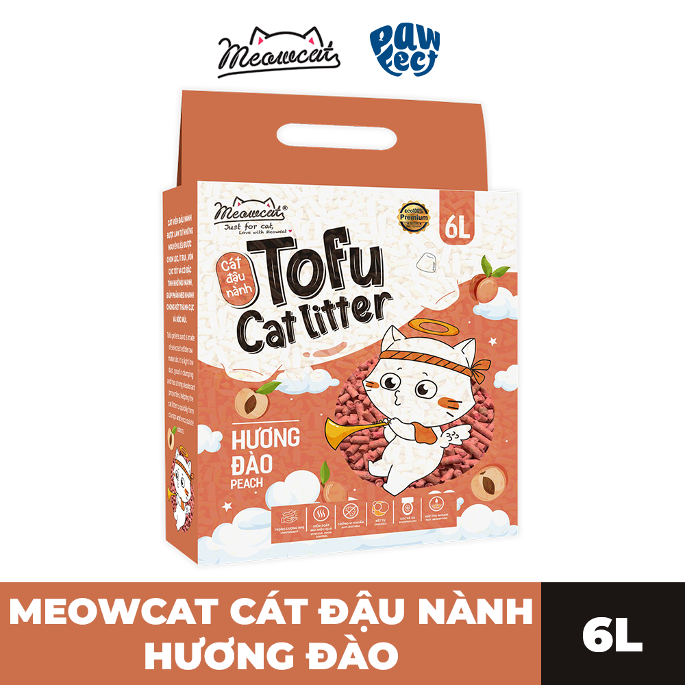 Meowcat Cát đậu nành cho mèo 6L hương đào